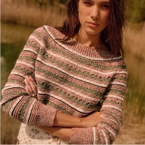 Sézane Open Knit Pink and Green sweater - Medium
